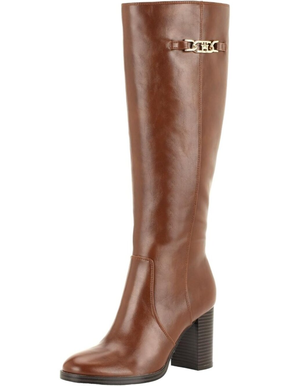 Tommy Hilfiger Women's Coffee Poura Round Toe Block Heel Knee-High Dress Boots